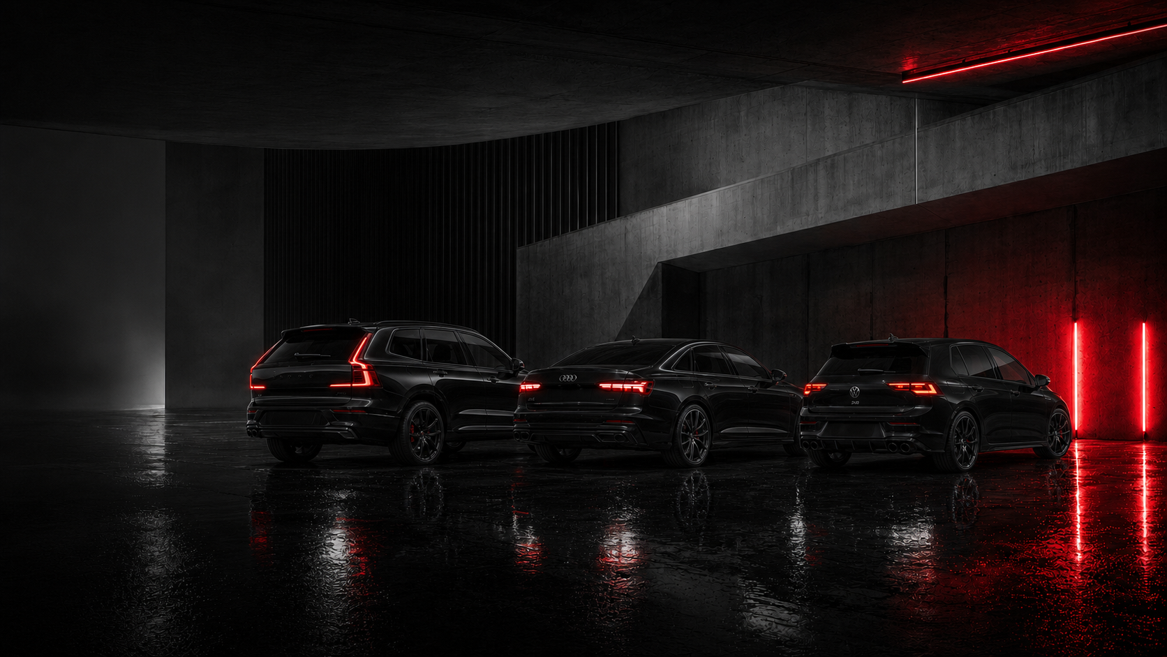 Bilar parkerade i Tunnelgaragets bilhall